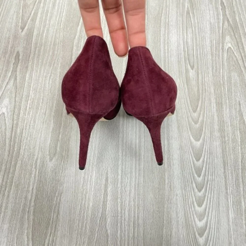 Aldo Suede Pointed Toe Pumps Heels Burgundy 8.5/ EU 39